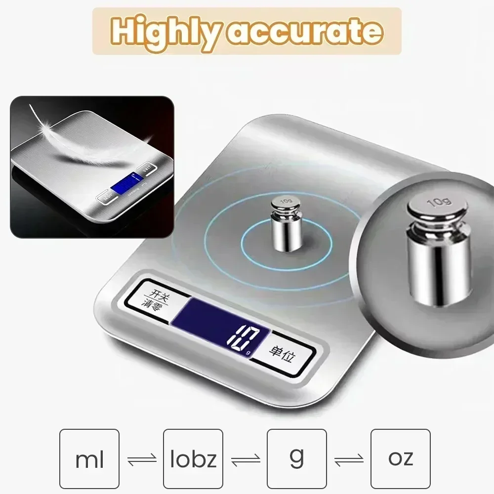 5kg/1g Stainless Steel High-precision Electronic Scale Kitchen Food Scale Portable High-precision Electronic Digital Scale