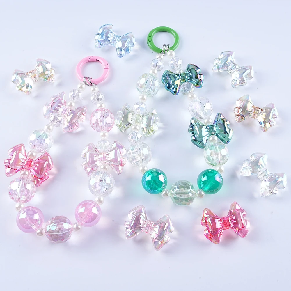 22x28mm UV Transparent Butterfly Bow Acrylic Beads For Jewelry Making Needlework DIY Bracelet Necklace Phone Chain Accessories