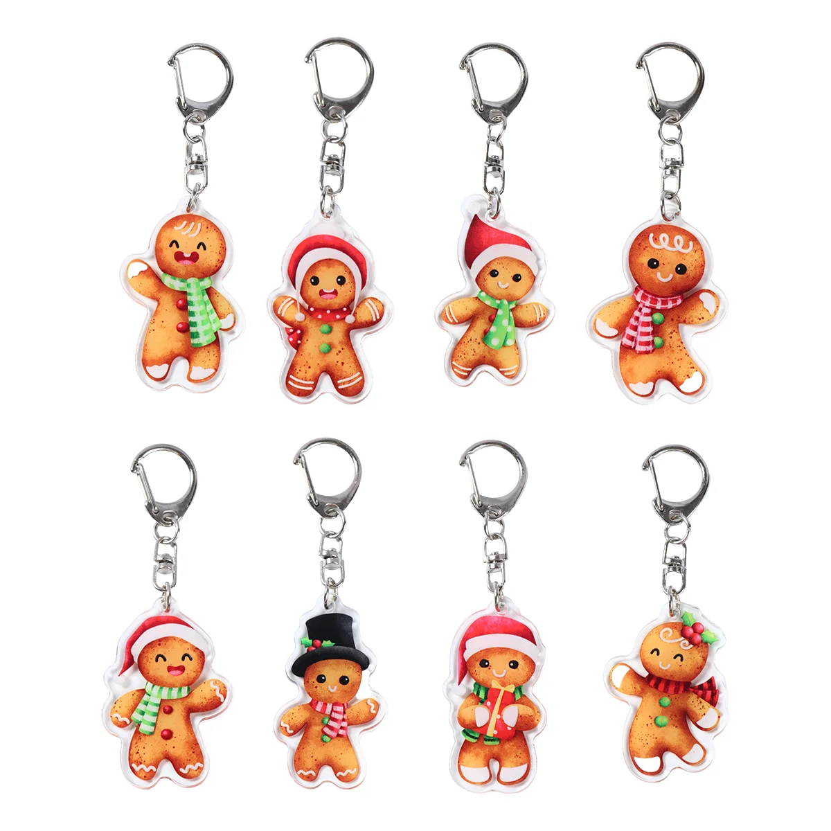 Acrylic Cute Christmas Gingerbread Man Keychains Fashion Key Chain  Handbag Pendants Ring Jewelry For Women Teen Charms Gifts