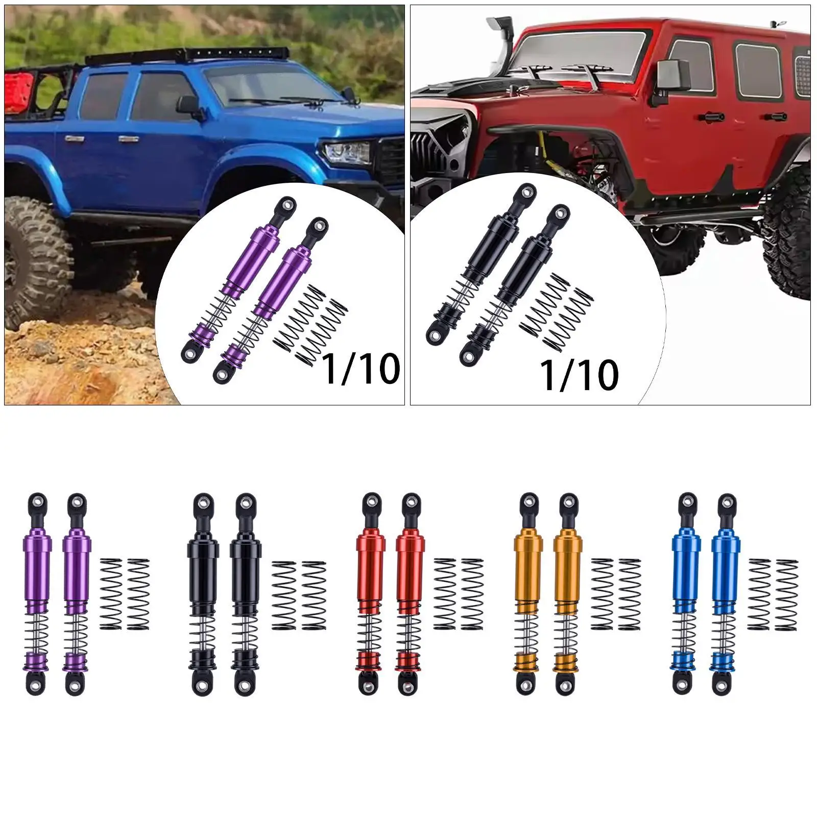 Amortyzatory hydrauliczne RC z dużym otworem Metalowa sprężyna Amortyzator RC do Lcg SCX10 1/10 Ulepszenia Części RC Hobby Car