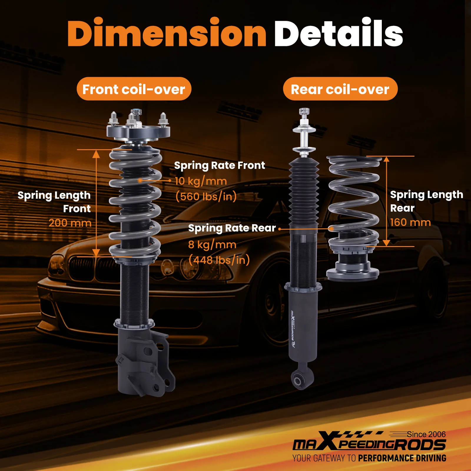 Coilover for Honda Civic 2006-2011, 24 Levels Damper Adjustable Coilovers Suspension Kit Shock Absorber Lowering Kit - view 2