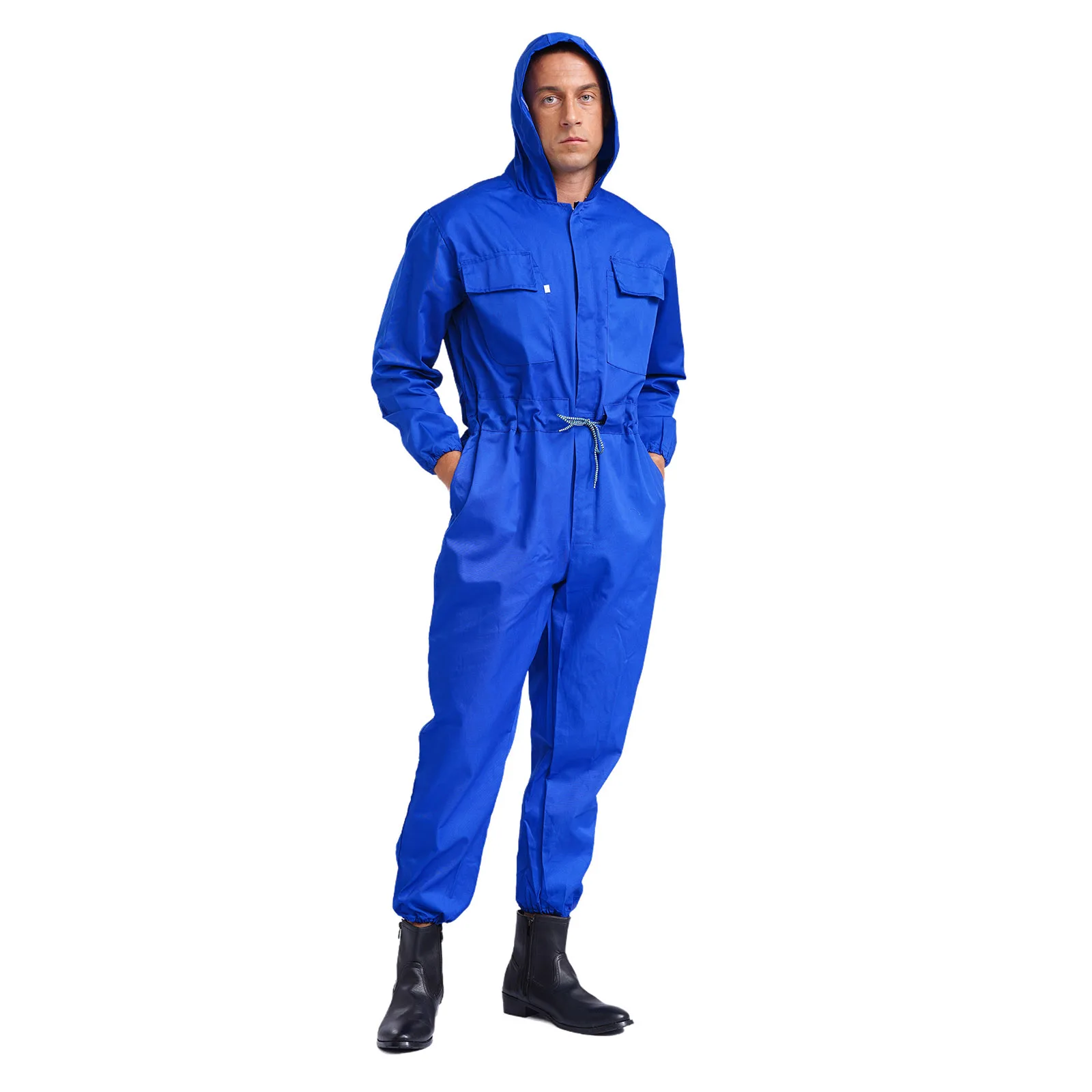 #M-4XL Mens Dustproof Work Uniforms Long Sleeve Dustproof Clothing Front Zip-up Bodysuit Coveralls Overalls Jumpsuit