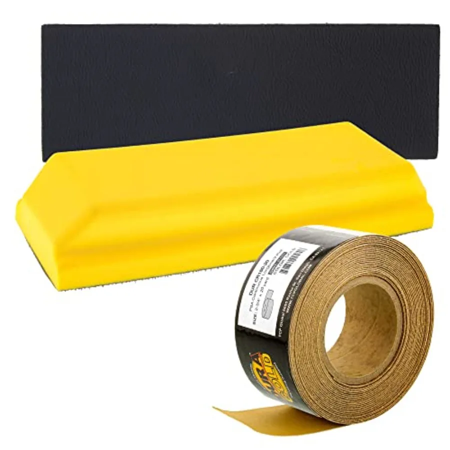 

Pro Series Rectangle 7-3/4" x 2-3/4" Hand Sanding Block Pad with Hook and Loop Backing and PSA Adapter Pad and 180 Grit PSA Lon