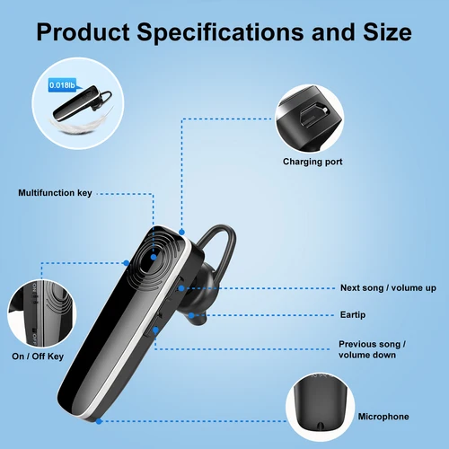 Imagen 2 del producto Nuevos auriculares inalámbricos Bee auriculares Bluetooth auriculares individuales con MEMS Micro gancho para la oreja manos libres para conducir auriculares de negocios