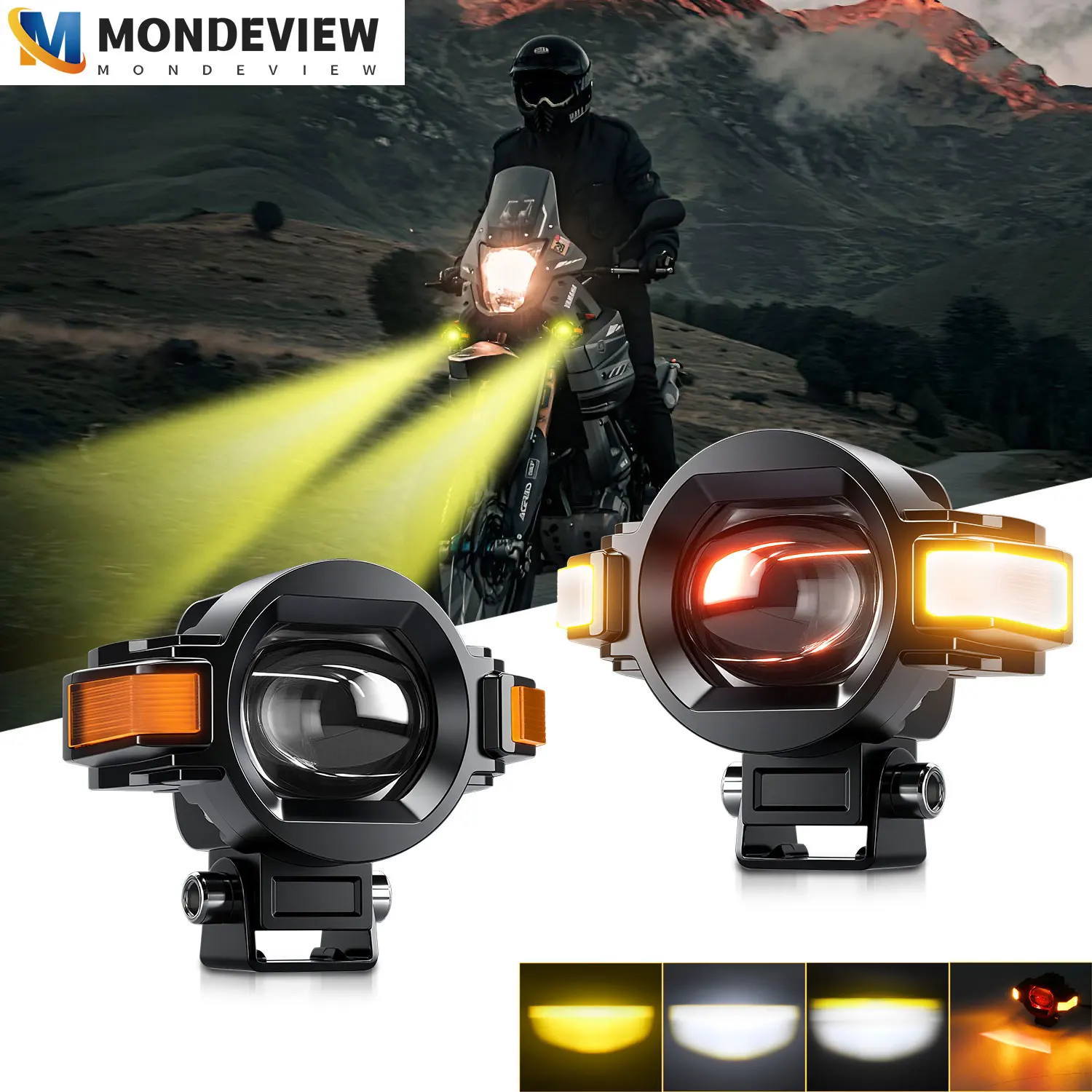 MONDEVIEW M15 motorcycle spotlight 140W high power 6000K white light 12000LM high brightness daytime running light fog light