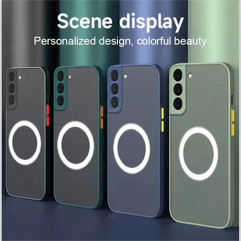 For Magsafe Matte Case For Samsung Galaxy S10 S20 S21 S22 S23 S24 Plus Ultra Note 20 FE Shockproof Wireless Charge Cover