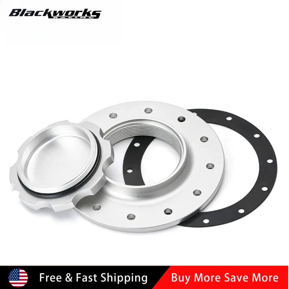 

Universal Billet Aluminum Fuel Cell Replacement Flush Bung 12 Bolt Surge Tank Cap Silver