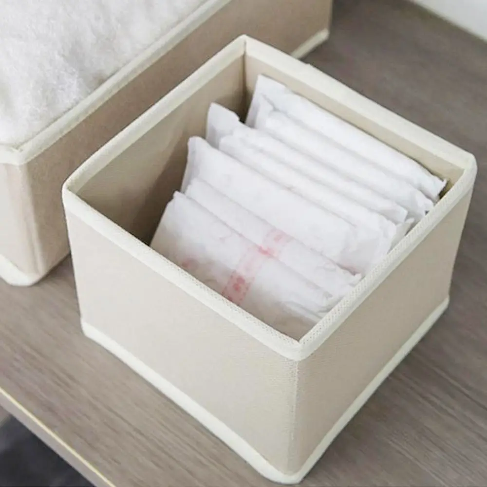 6Pcs/Set S/M/L Cloth Storage Box Foldable Underwear Bra Socks Organizer Box Non-woven With Zipper Clothes Organization Drawer