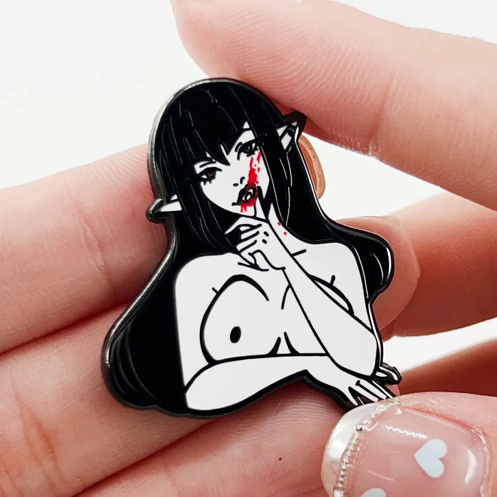 Sexy Vampire Badge Dark Gothic Series Enamel Pin Novelty Unique Jewelry Perfect Decoration For Halloween Christmas