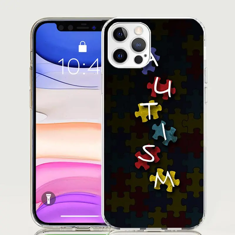 Autism Support Puzzle For iPhone 16 15 14 13 12 11 Pro Max Phone Case X XS XR 7 Plus Print 8 SE Apple Fundas Cover Coque 11 15 1