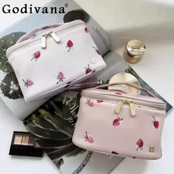 Sweet Cute Strawberry Print Women Cosmetic Bag Travel Storage Makeup Storage Bag Organizer custodia per trucco femminile portatile