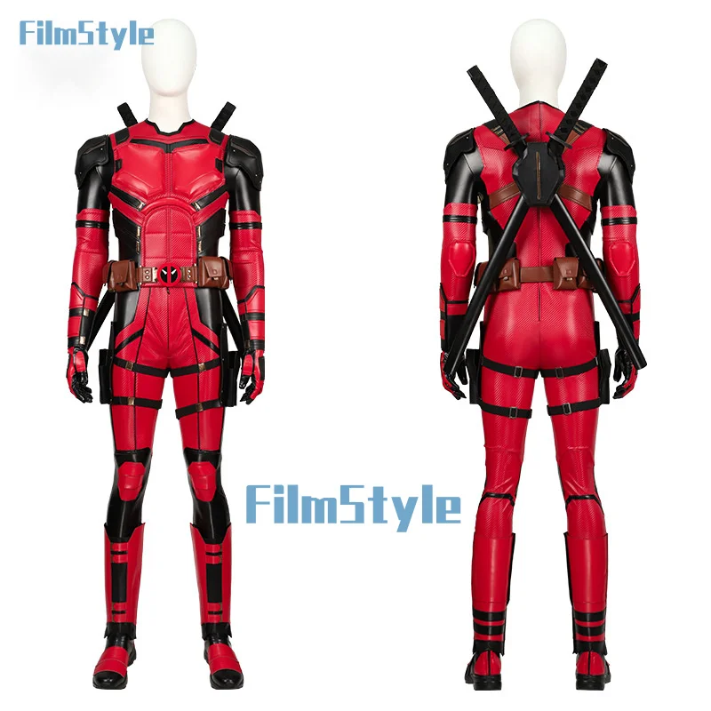Deadpool Wolverine Jumpsuit Red Men Women Cosplay Costume Superhero Headgear Performance Party Halloween Zentai Bodysuit