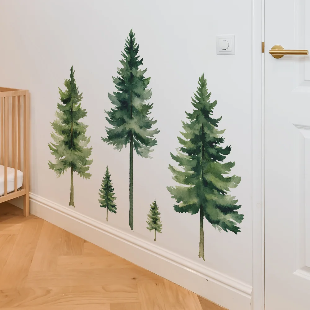 2Pcs Large Tropical Green Plant Wall Sticker Vinyl DIY Forest Trees Decals Self-adhesive for Living Room Bedroom Home Wall Decor
