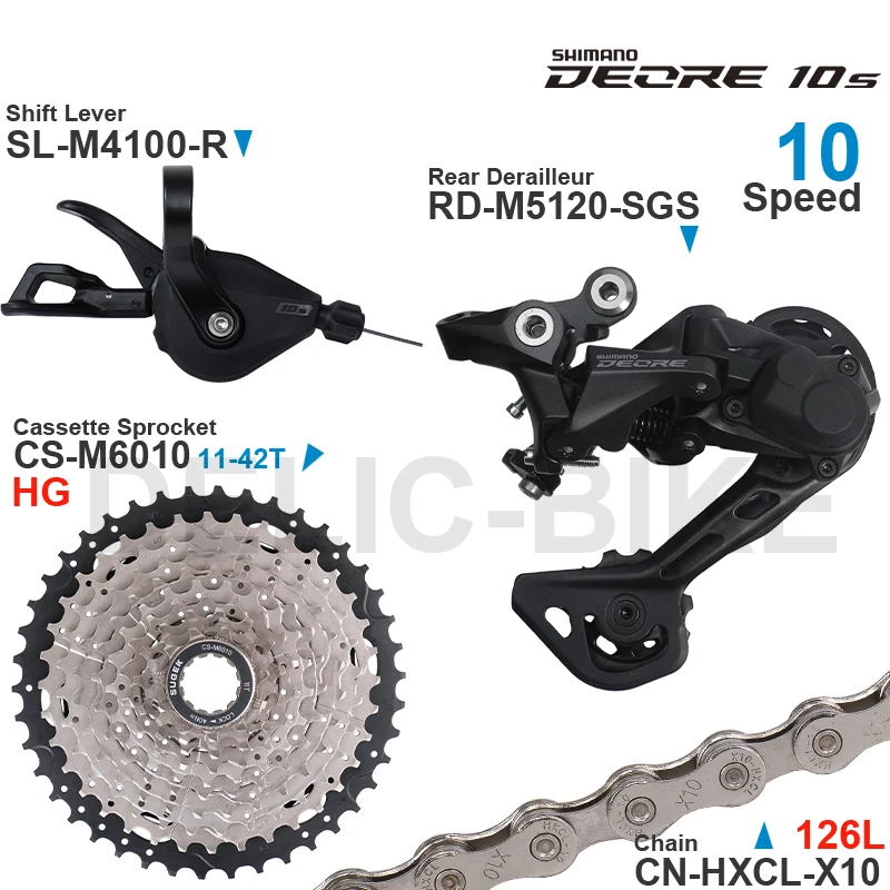 SHIMANO DEORE 10 speed Groupset include SL-M4100 RD-M4120 RD-M5120  SUGEK Cassette 42T 46T and X10 Chain Parts