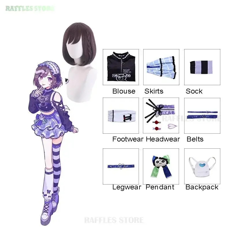 КосплейProject Sekai Colorful 25-ji Костюмы для косплея Парик Asahina Mafuyu Mizuki Yoisaki Kanade Shinonome Ena Anime Cos Женский костюм