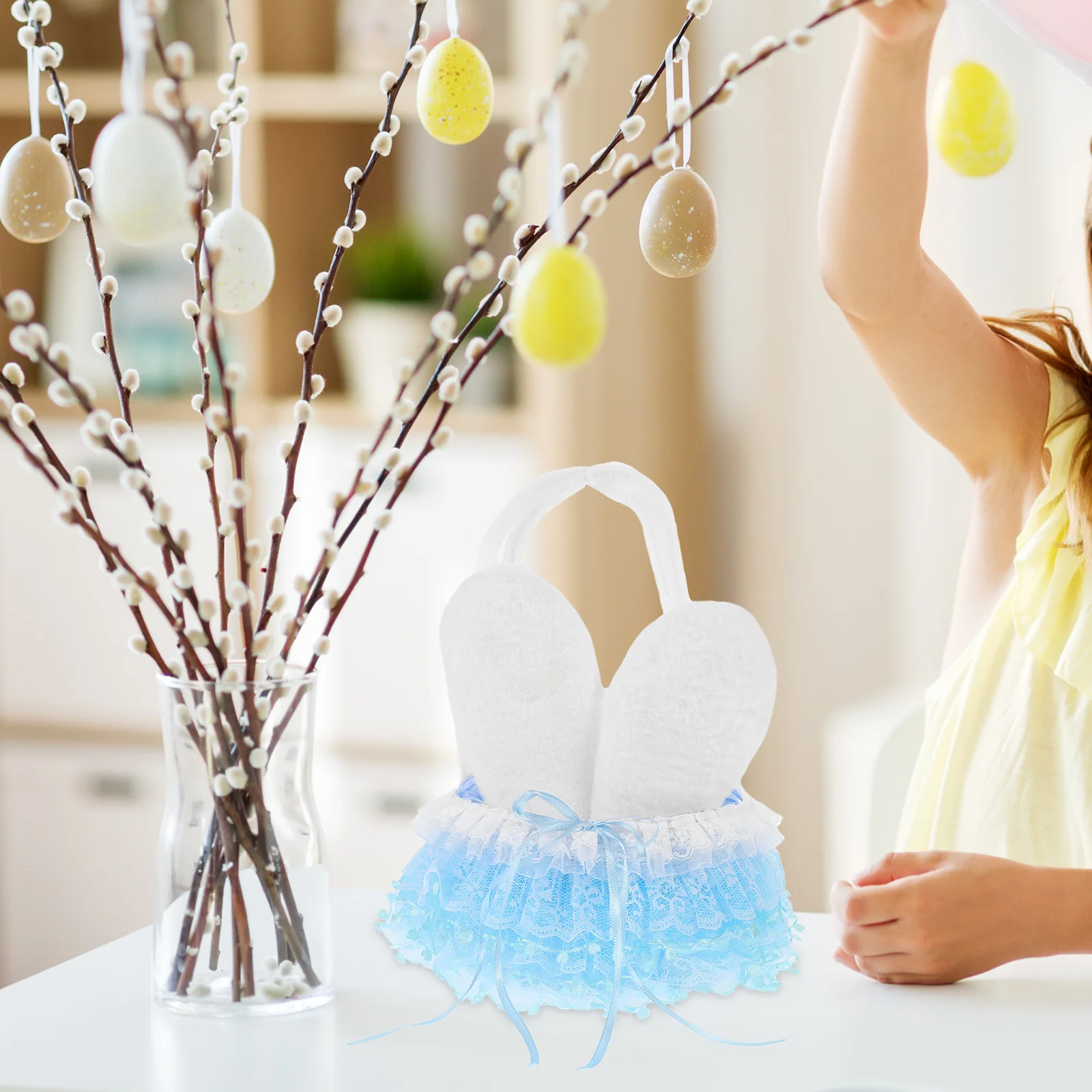 

Bunny Ear Tote Basket for Flower Adorable Easter Party Wedding Handheld Baskets Bunny Ear Tote Basket