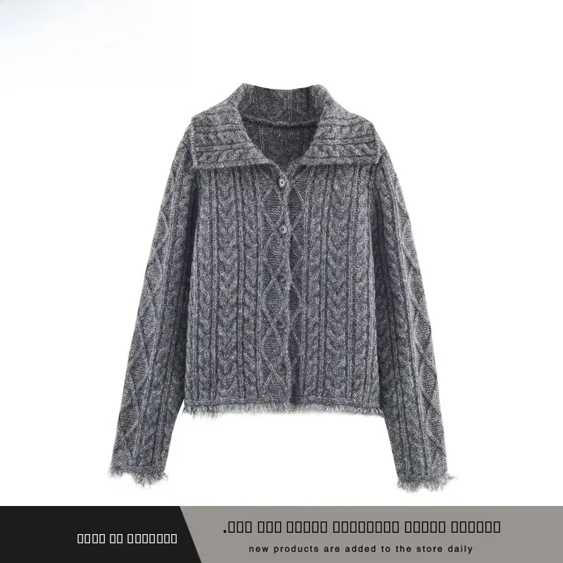 

Осень-зима, Новое поступление, женский модный вязаный кардиган с воротником-стойкой и цветочным принтом, теплый длинный полиэстер све