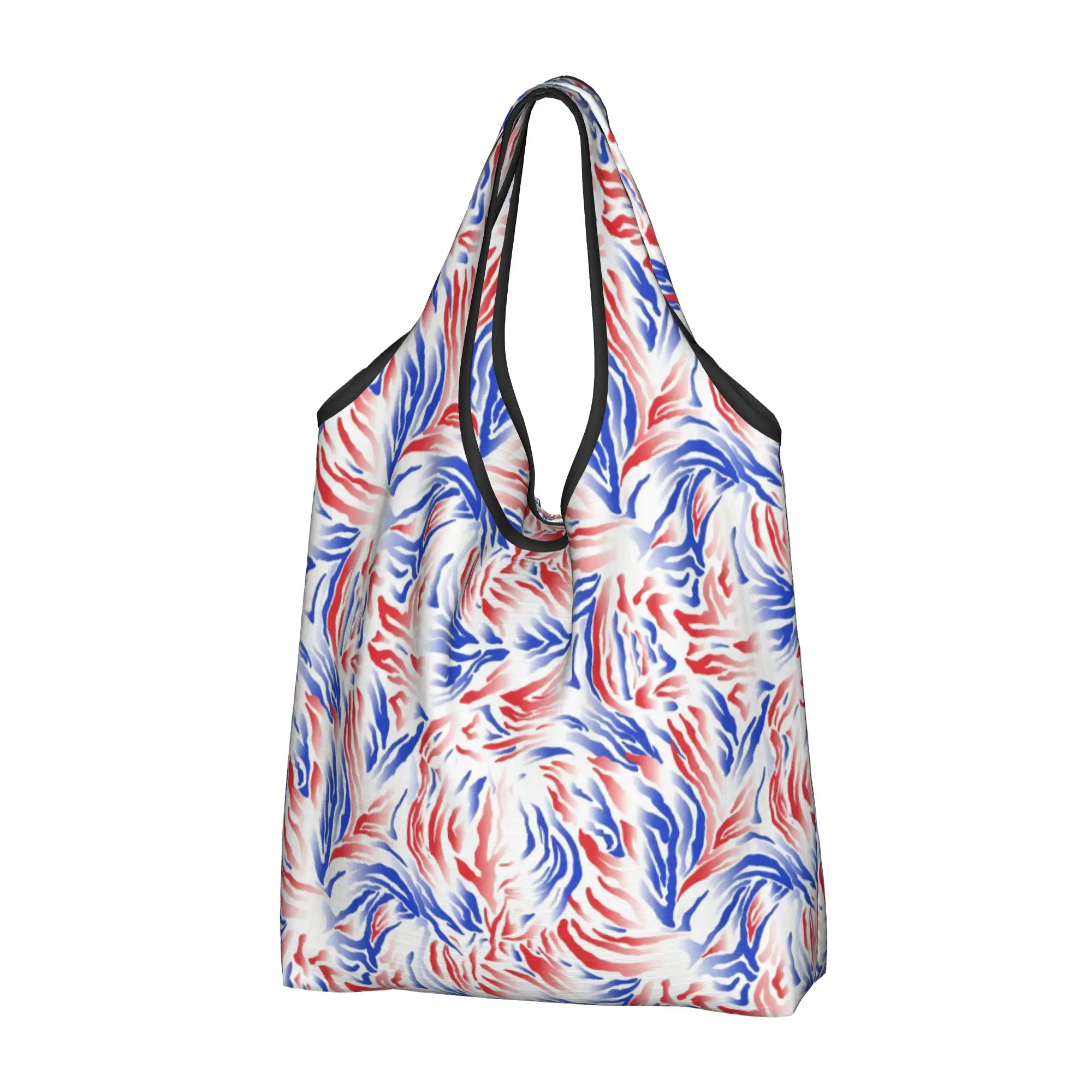Cute  Zebra Tiger Cheetah Stripe Geometry  Shopping Tote Bags Portable Wild Animal  Groceries Shopper Shoulder Bag