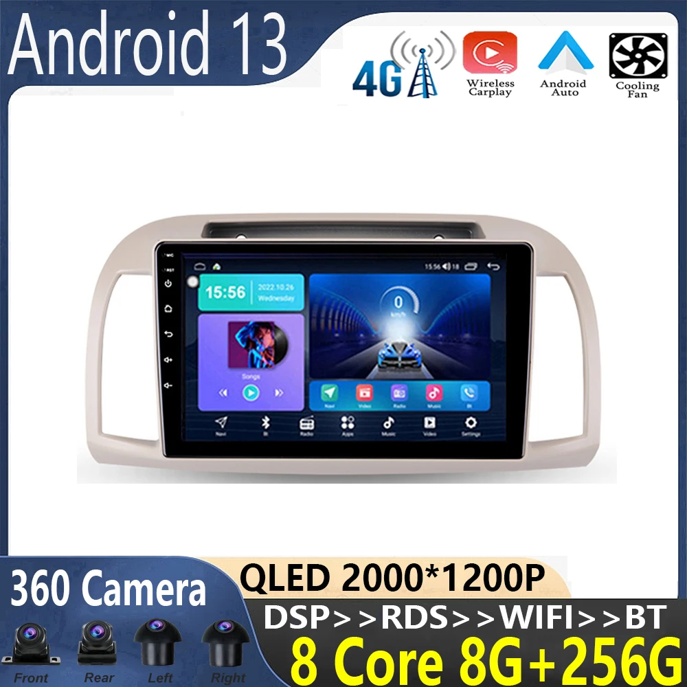 

9 inch Android 13 For Nissan March 3 K12 2002 - 2010 Car Radio Multimedia Video Player Navigation No 2din 2 Din DVD adapter