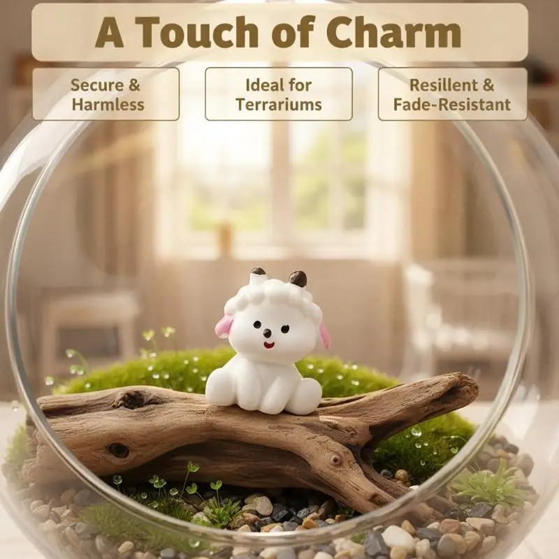 #Adorable Mini Resin Sheep Figurines 5Pcs Cute Cartoon Style for Micro Landscape  Pot Decor