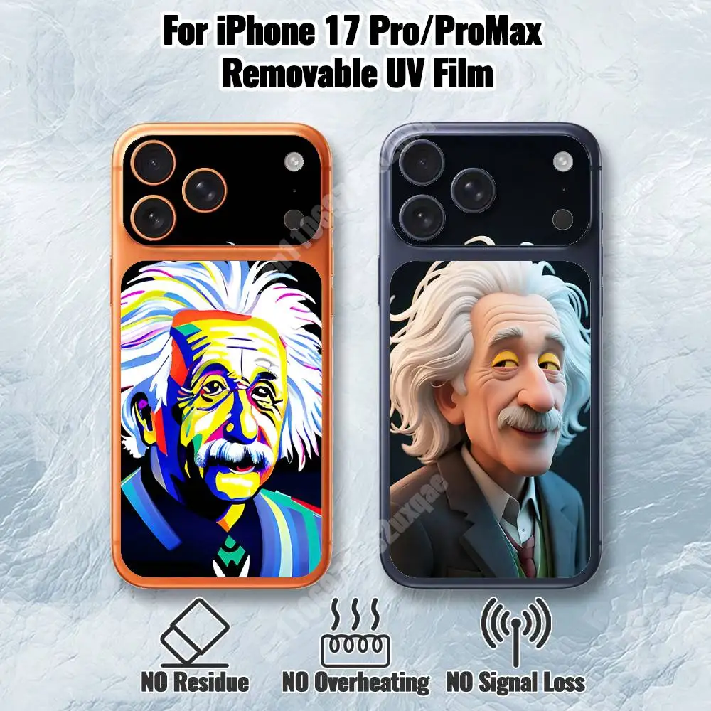 Albert Einstein Genius Scientist Removable UV Film for iPhone 17 Pro 17 ProMax Protective Sticker