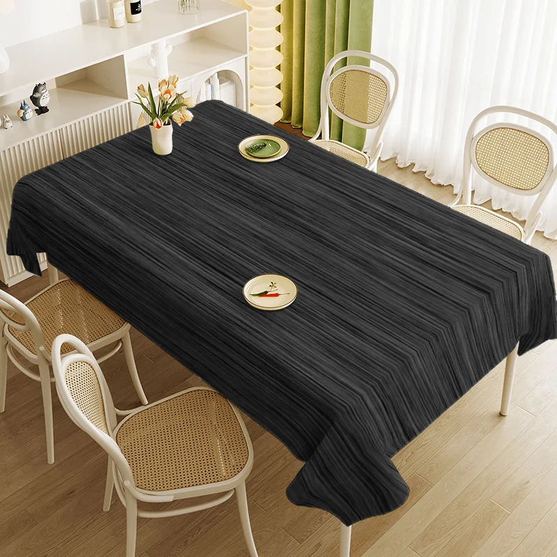 Black textured tablecloth - Low-key texture for covering the tabletop. Rectangular tablecloth decoration.
