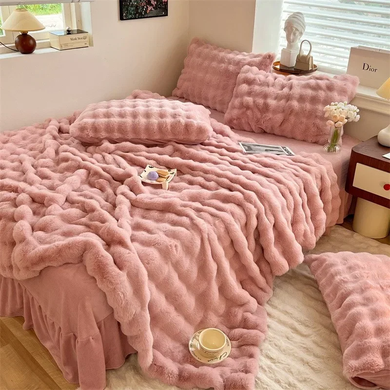 Зимнее плюшевое одеяло с кроликом, приятное для кожи, повседневное одеяло, многофункциональное одеяло, молочное плюшевое одеяло с кондиционером, сна Ins Wind