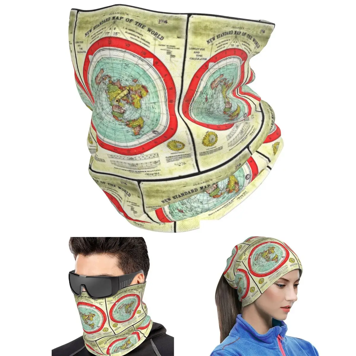 Gleason 1892 Flat Earth Map Research Flat Eart Bandana Neck Gaiter Face Scarf Hiking Fishing Headwear Unisex Adult Winter