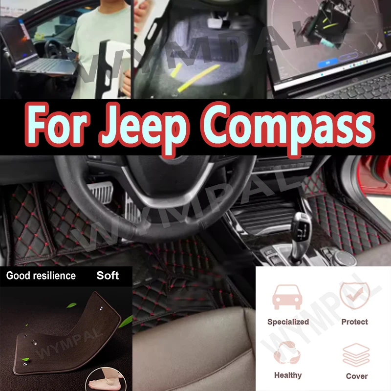 

Luxury Car Floor Mats For Jeep Compass 2021 2022 2023 2024 Carpets Foot Pads Accessories Interior Parts Waterproof Protect Rugs