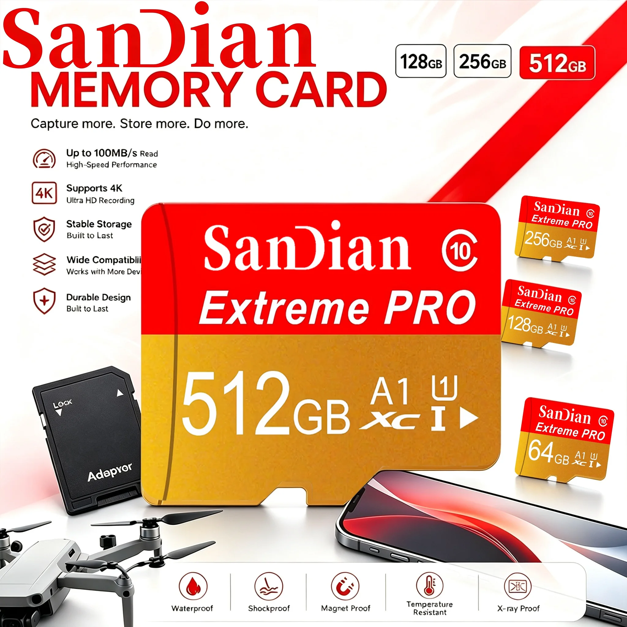 Best TF Cards 128GB 256GB 512GB 32GB Micro TF SD Card Memory Card SD Cards Dustproof 8K for CCTV/Phone/Router/Mobile/Dashcam