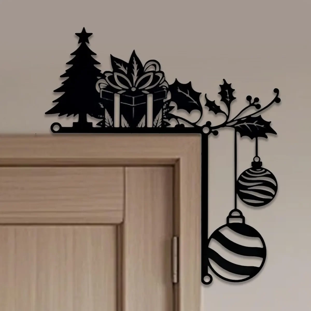 1PC Metal Christmas Door Frame Decoration Festive Top Corner Sign Durable for Extended Use