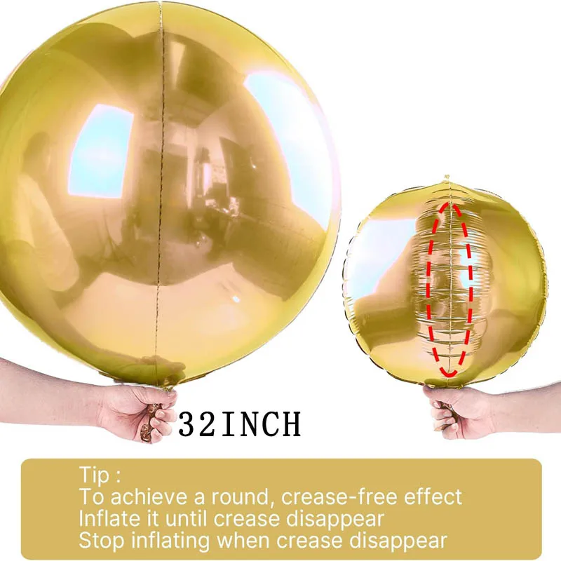 32 Zoll Silber Gold 4D Luftballons Folie Helium Riesiger Ballon Geburtstagsfeier Hochzeit Halloween Weihnachten Valentinstag Babyparty Dekor – Detail 4