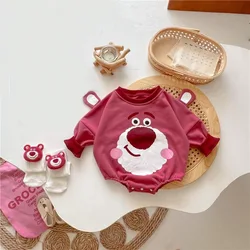 Long Sleeve Bodysuits Strawberry Bear Onesie Infant Girls Cartoon Pure Cotton Soft Loose Jumpsuits Spring Newborn Boys Costume