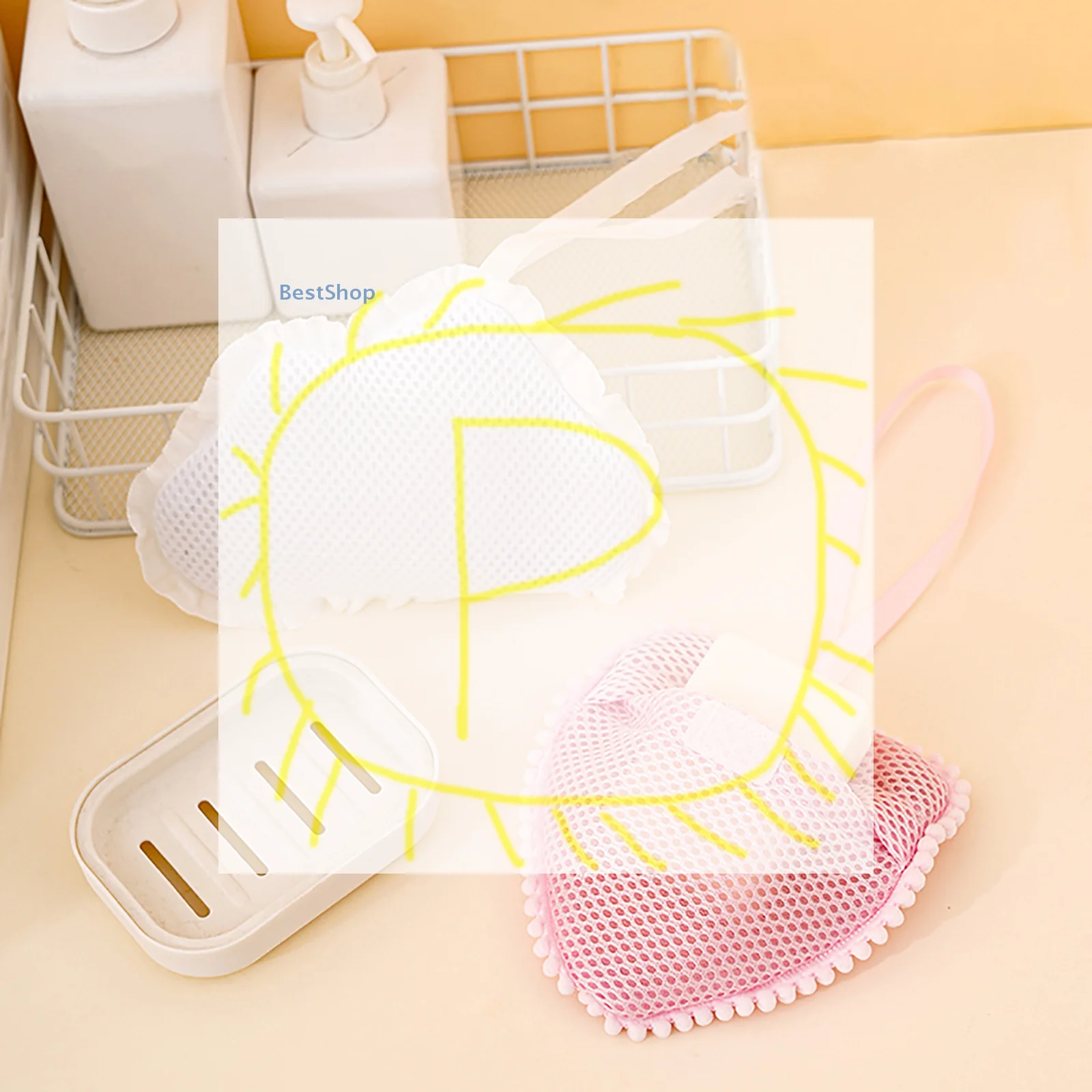 

( ● ' ◡ ' ● )%( ● ' ◡ ' ● )Спеночный сетчатый мешок для мыла