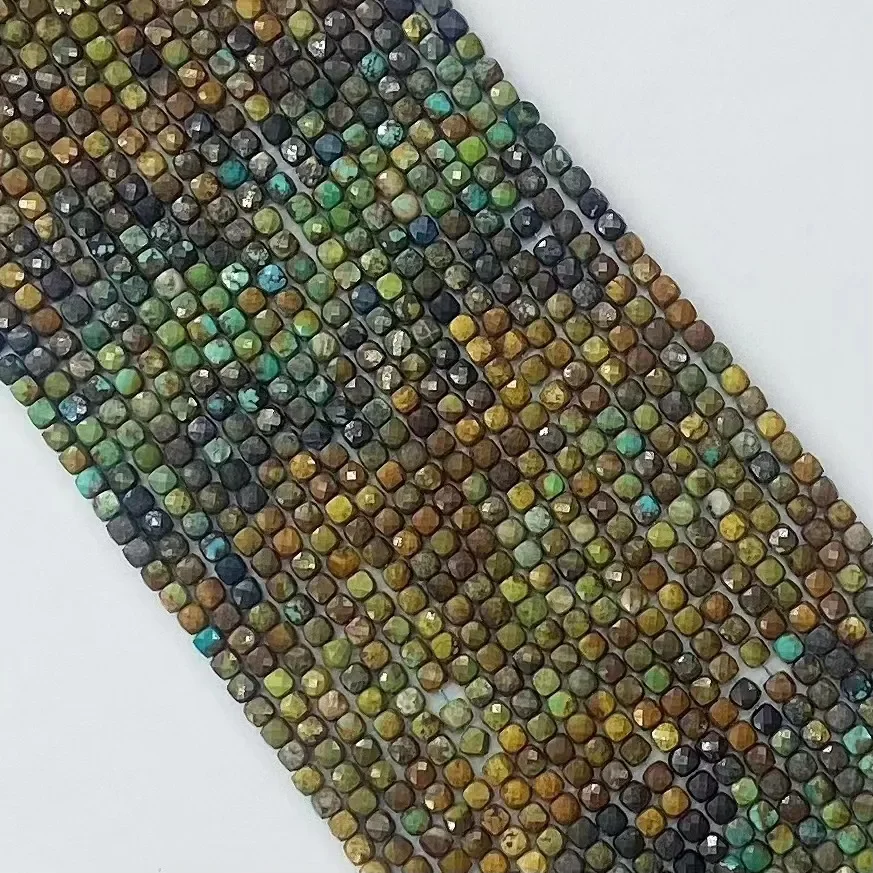 Natural gradual Turquoise Facted Cube Loose Bead Energy Fashion DIY Bracelet Necklace 38cm Women Natural Gemstone Accessories