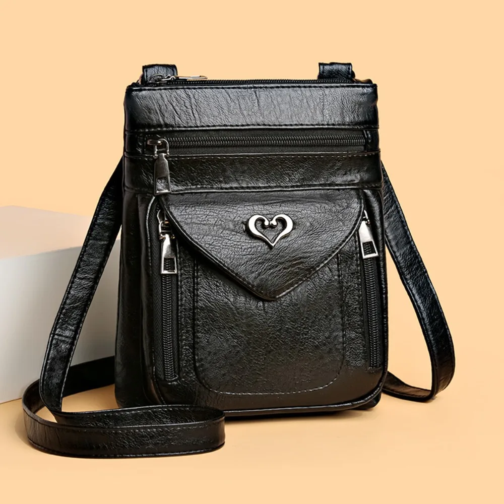 

Three-layer Crossbody Phone Bag Large Capacity Waterproof Phone Chest Bag Charming Retro Messenger Bag Mobile Phone