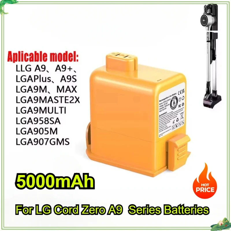 2300mAh/3500mAh/5000mAh Vacuum Cleaner Battery for LG Cord Zero A9 A9+ A9Plus A905M A907GMS Series Rechargeable Batteries 18650