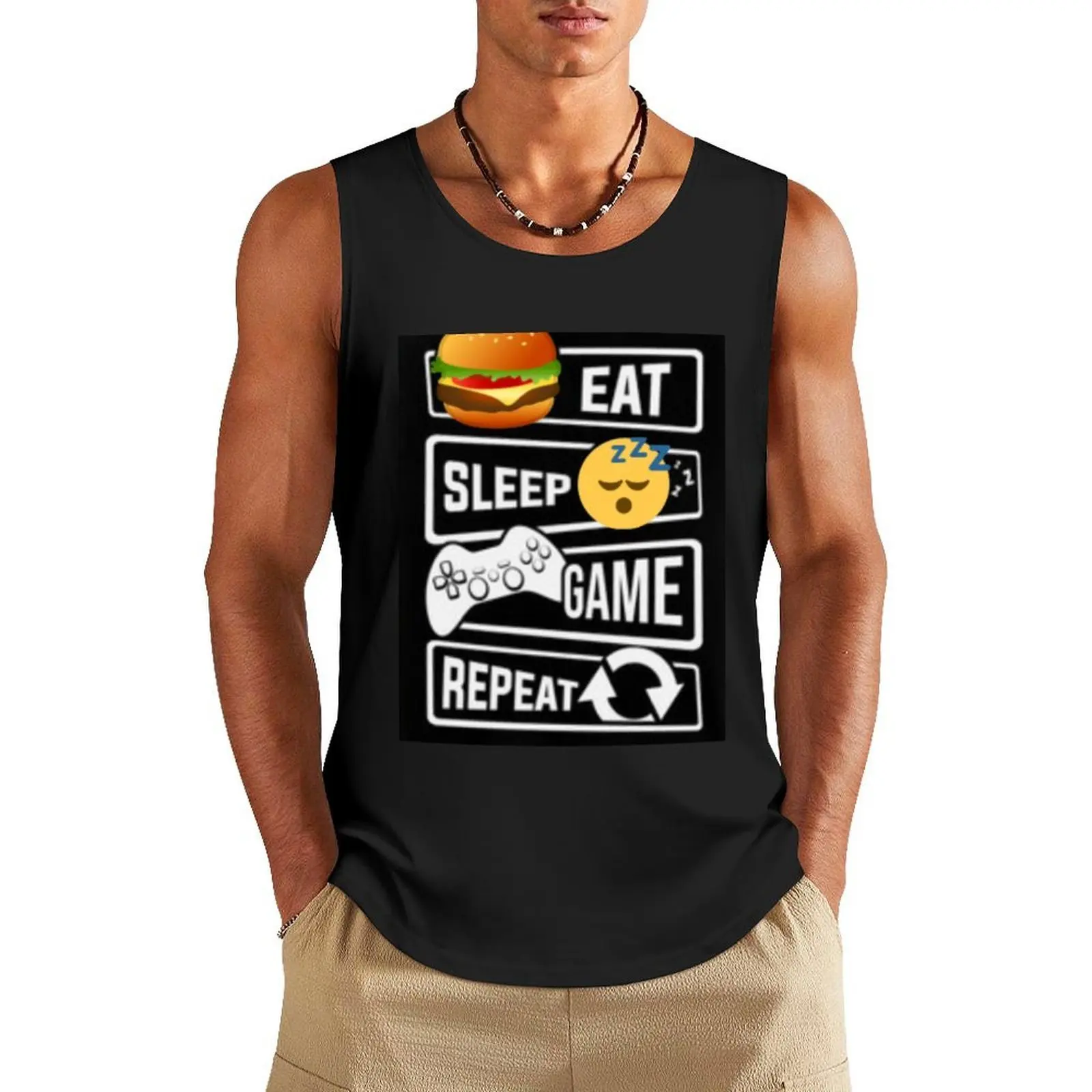 

Gamer Eat, Sleep, Game, Repeat Tank Top man vest Man clothes for gym Muscle fit