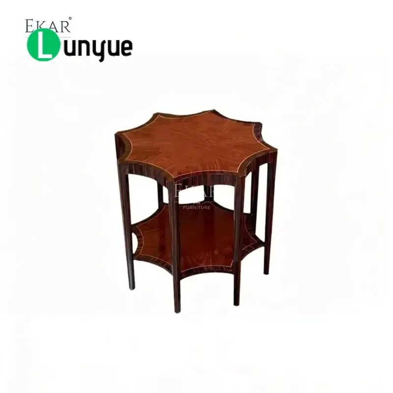 Celestial Octagonal Side Table Deluxe British Style Inlaid Wood End Table for Living Room Bedroom Luxury Custom Furniture