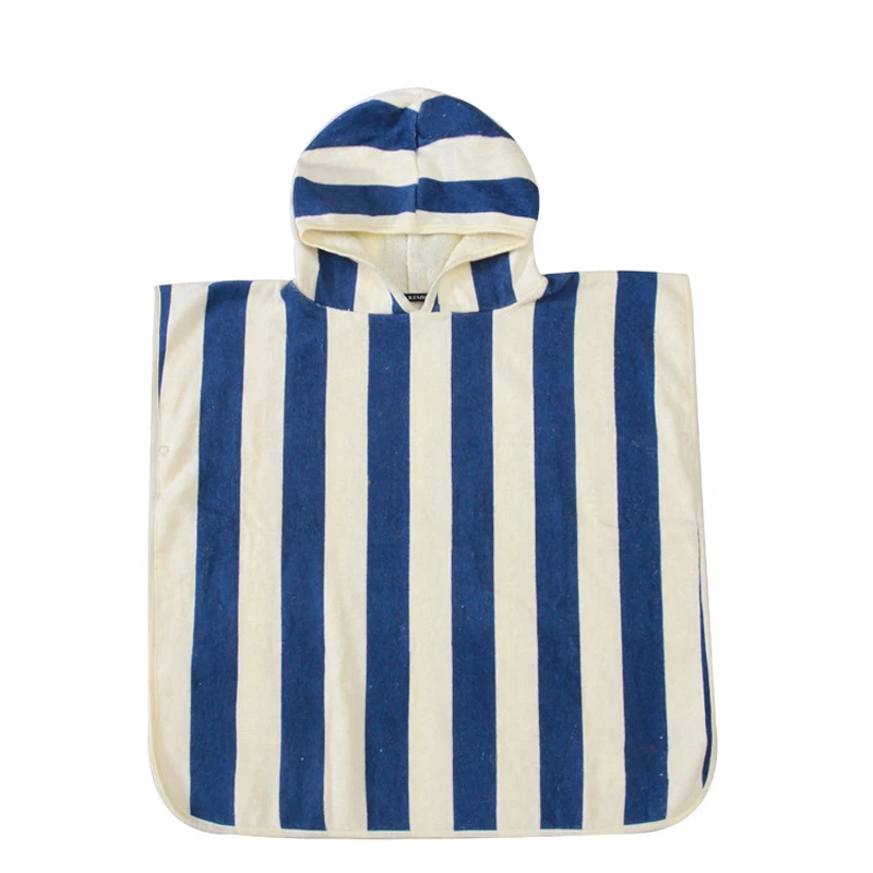 Albornoz con capucha y estampado a rayas para niños, albornoz suave para el hogar para niñas y niños, Toalla de baño absorbente para niños, albornoz de natación agradable para la piel