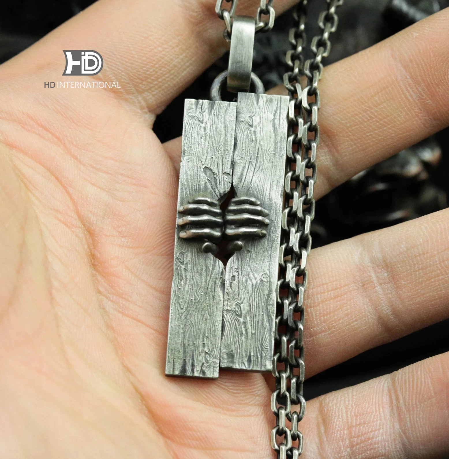 

925 silver crypt door pendant, vampire pendant, ghost hand jewelry