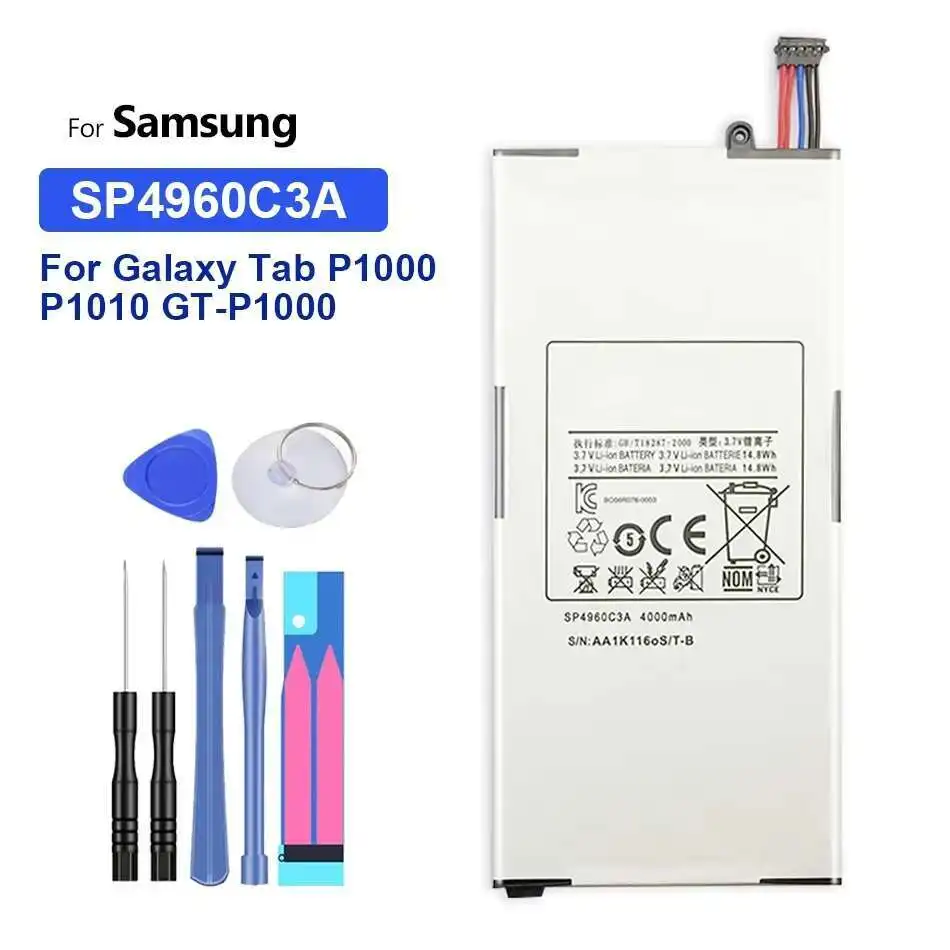 

Long-Lasting For Samsung Galaxy Tab 7.0 GT P1000 P1010 4000mAh SP4960C3A Tablet Battery