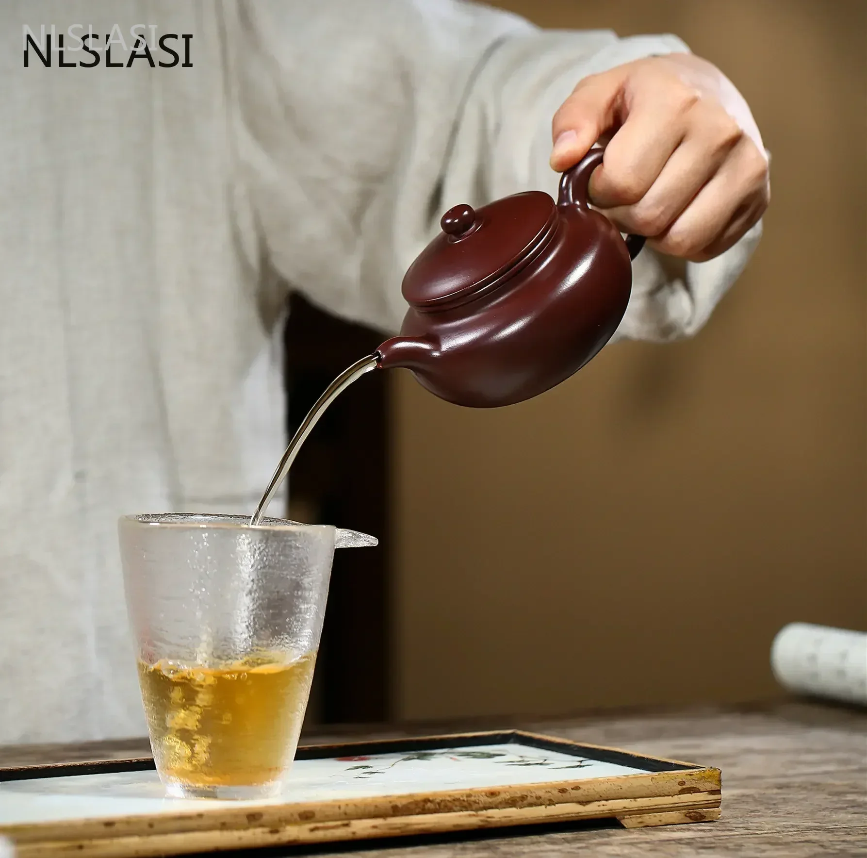 Authentic Yixing Teapot Zisha Tea Pot Raw Ore Purple Mud Chinese Handmade Kettle Purple Clay Drinkware 200ml
