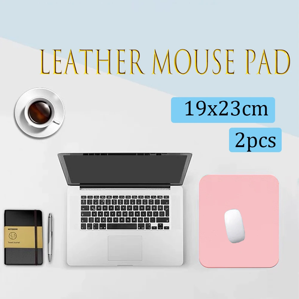 

2PCS Ultra-Thin PU Leather Gaming Mouse Pad Non-Slip Waterproof Surface 19x23cm for PC/Laptop/Desktop Anti-Scratch Office/Home