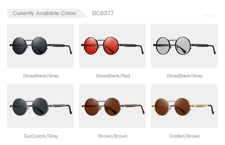 BARCUR Runde Sonnenbrille für Herren, polarisiert, Retro, Steampunk, Sonnenbrille für Damen, Vintage-Stil, UV400, Brillenzubehör, Oculos – Detail 7