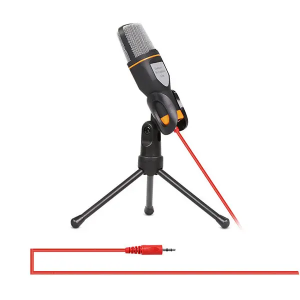 Mic Wired Condenser Microphone - Sound for Skype Msn Qq Karaoke Pc Laptop Clip Holder Stand Black -666