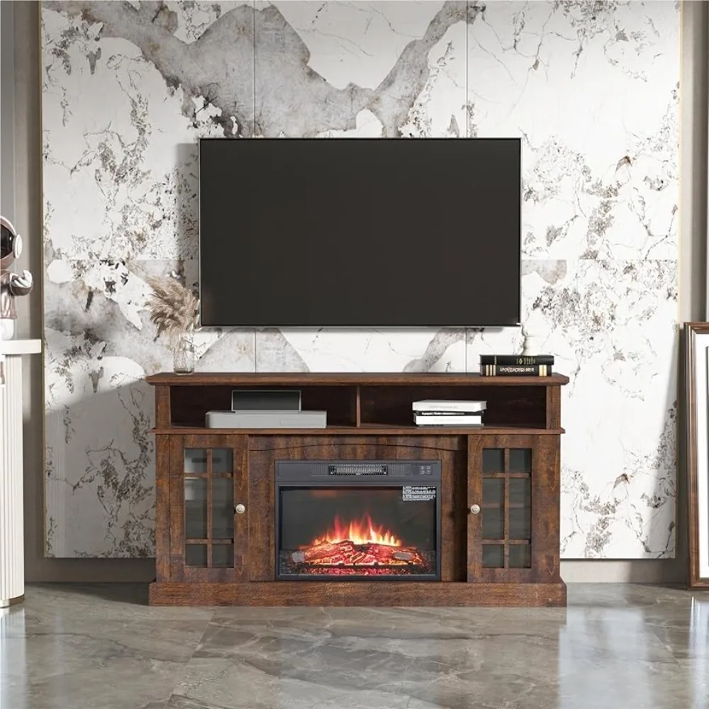 Entertainment Center With Electronic Fireplace and Remote Control Cabinet for Tv Stands Locker Can Use 70-inch TV Home Furniture