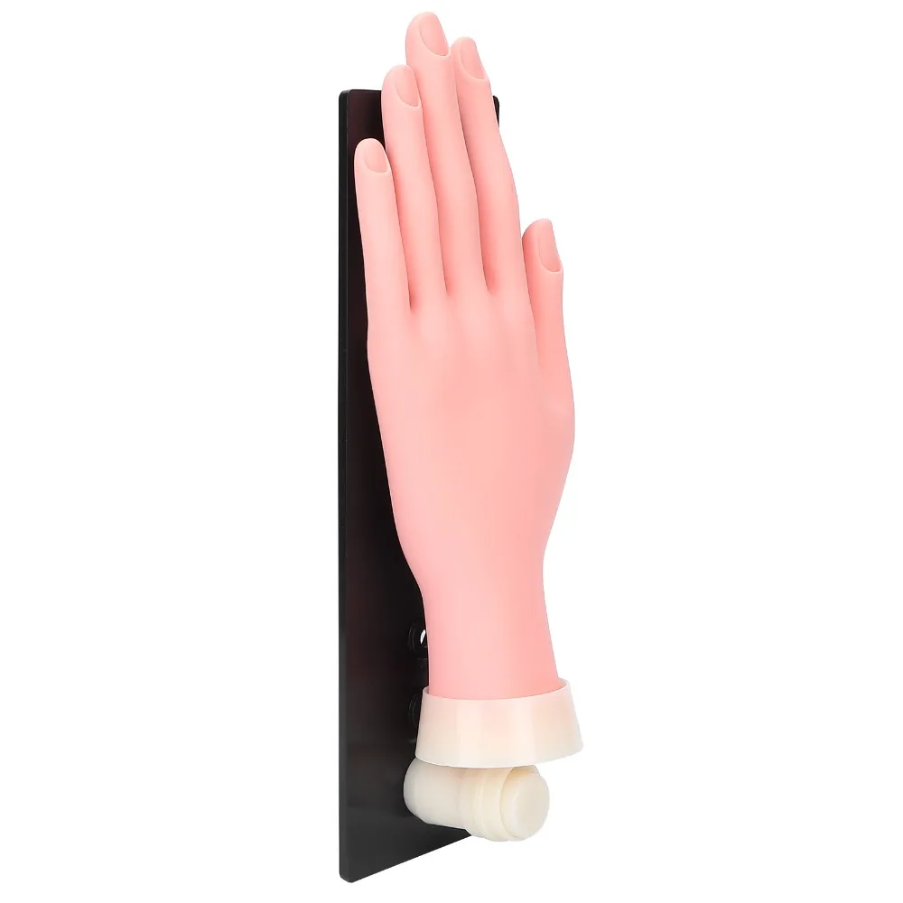 Silicone Nail Art Practice Hand Bendable Fingers Reusable Mannequin Hand For Nails Soft Touch With Fixed Plate