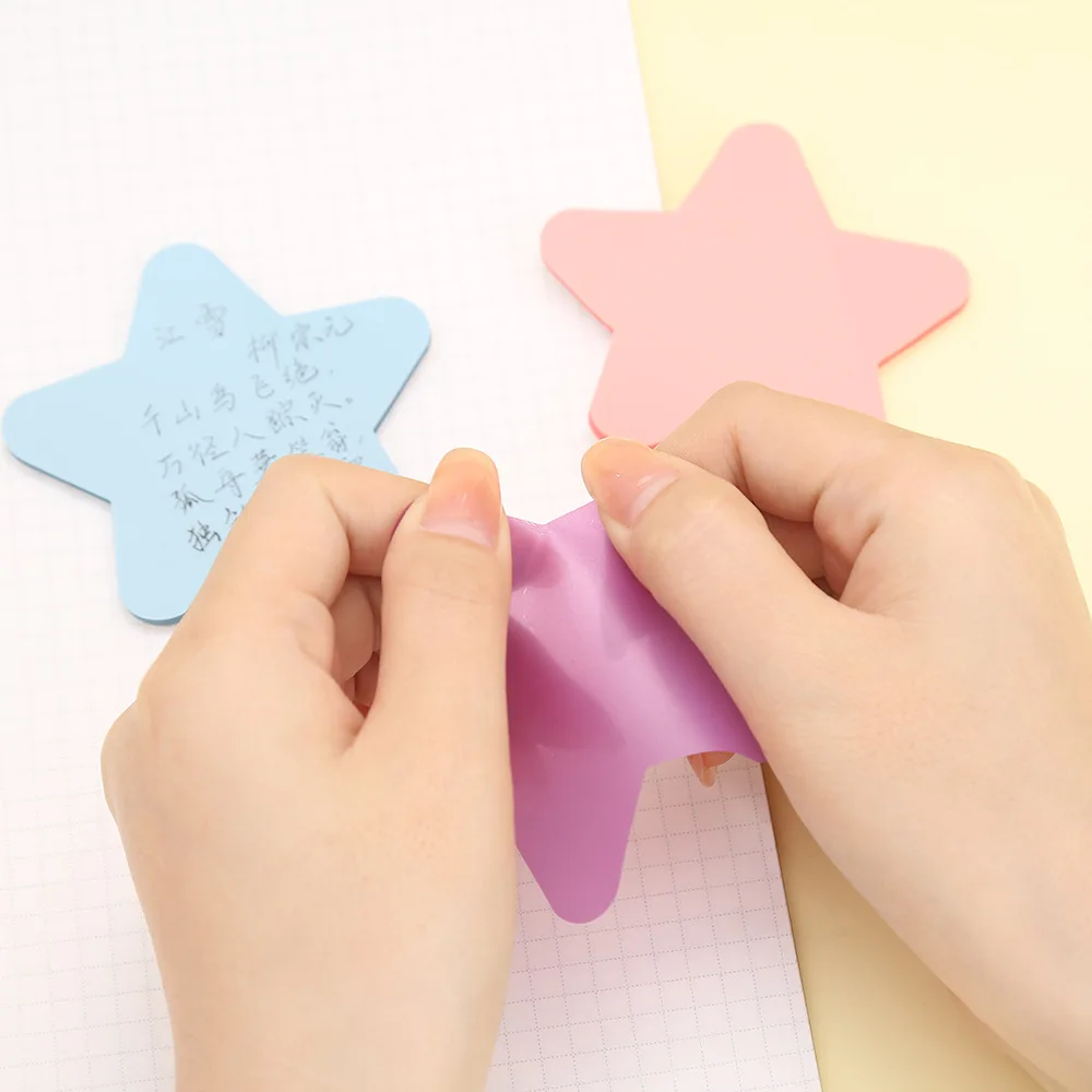 50sheets Translucent Colorful Five-Pointed Star Sticky Note N Times Memo Pad Sticky Notes Pads Stickers Planner Notepad Supplies