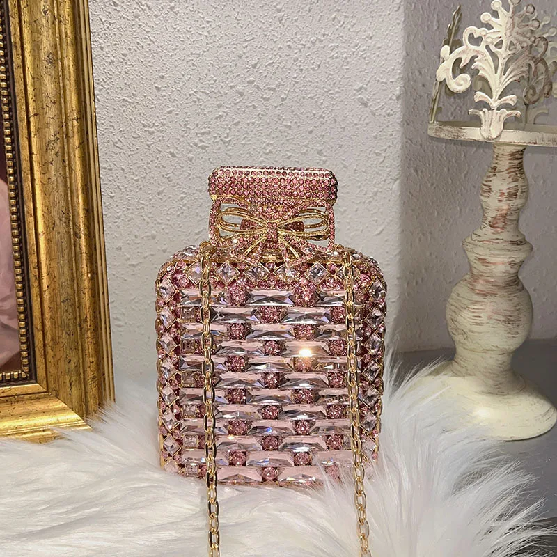 

FIRMRANCH Luxury Colorful Full Diamond perfume Bottle Design Celebrity Dinner Temperament Handbag Shoulder Oblique Straddle Bag